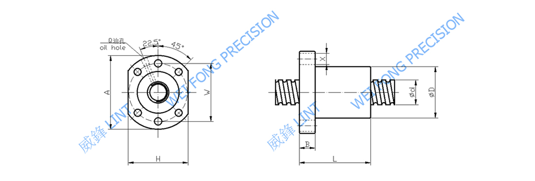 SSFU-Low Noice Ball Screw and Single Nut with Flange